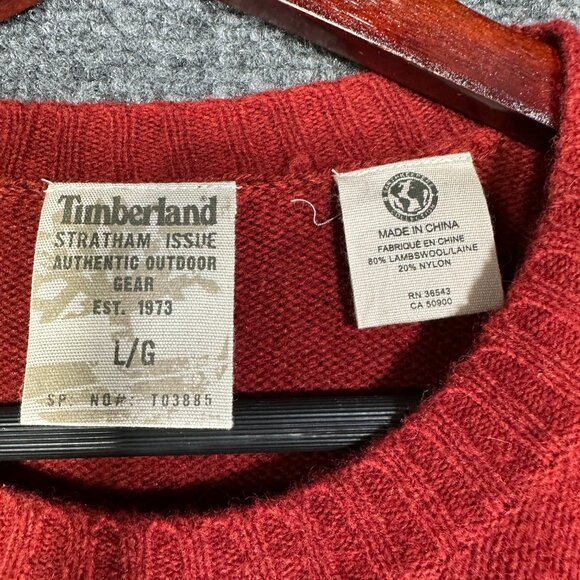 Timberland Sweater Mens Large Rust Lambs Wool Nylon Stratham Issue Crew Pullover - Picture 6 of 8